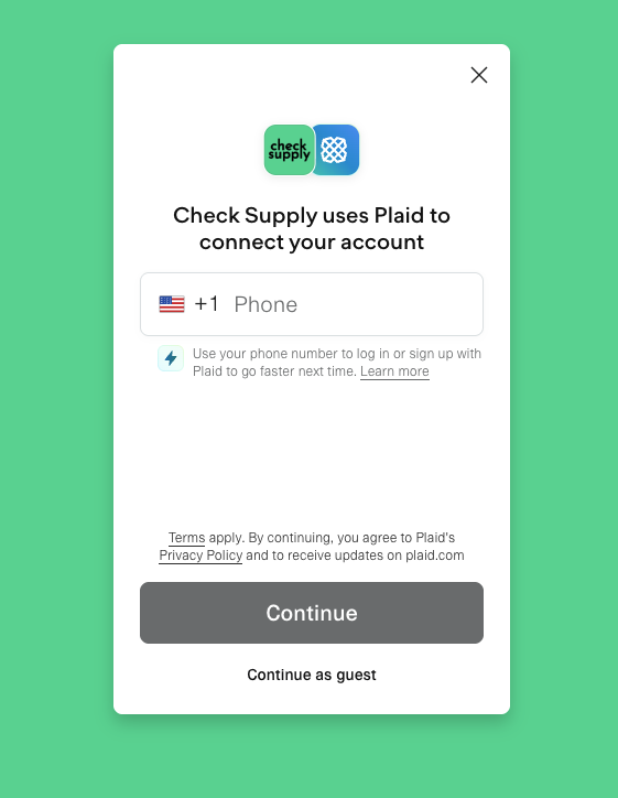 Connect Bank Account via Plaid
